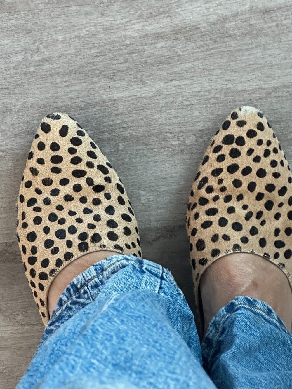 Madewell Leopard calf hair mules, size 6.5